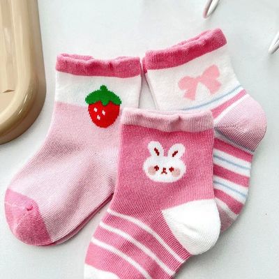 겨울 어린이 양말 세트 만화 딸기 토끼 디자인과 빠른 건조 천