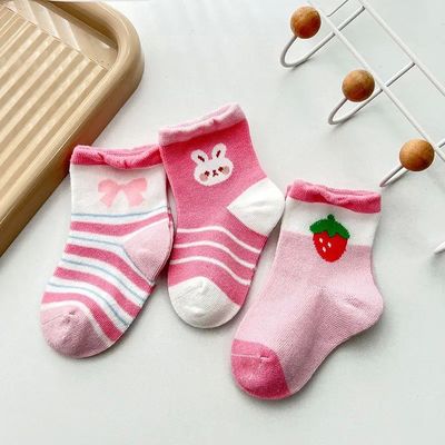 겨울 어린이 양말 세트 만화 딸기 토끼 디자인과 빠른 건조 천
