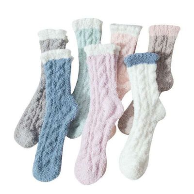 엮기 방법 넥타이 복합 색상 바닥을위한 편안한 반 슬리프 산호 모피 양말