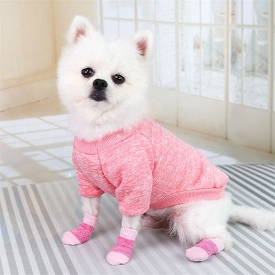 이 분홍색과 파란색 강아지 양말과 함께 패션과 편안함을 유지하십시오. 겨울 시즌 필수품입니다.